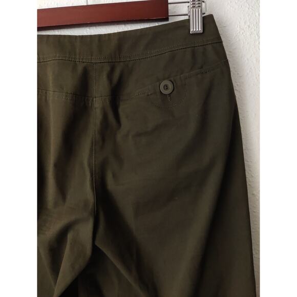 Eileen Fisher Petite Olive Green Cotton Blend Wide Leg Cropped Trousers 2/4P - Picture 5 of 7